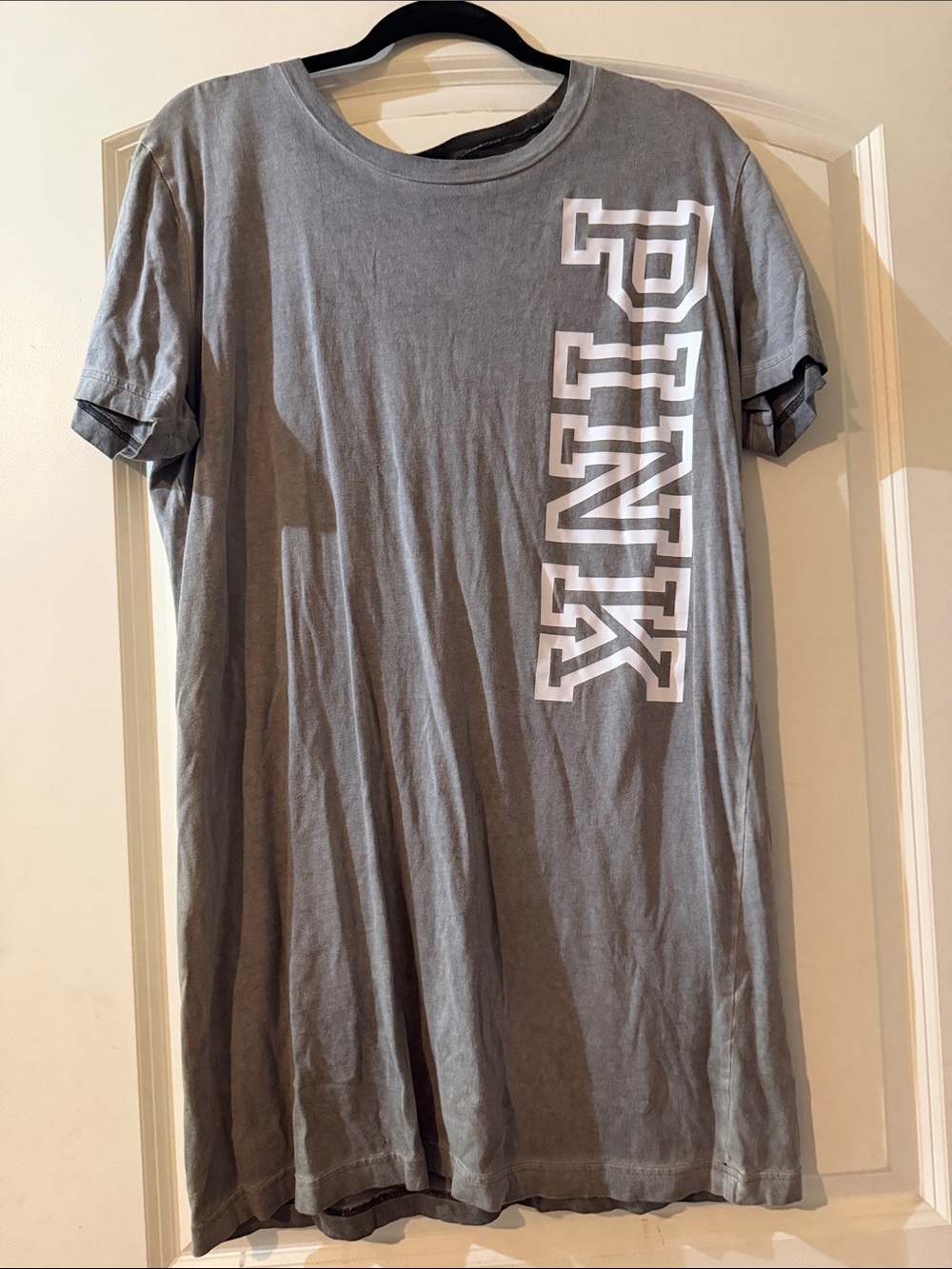 PINK Victoria's Secret Gray Tee Nightshirt with White Logo